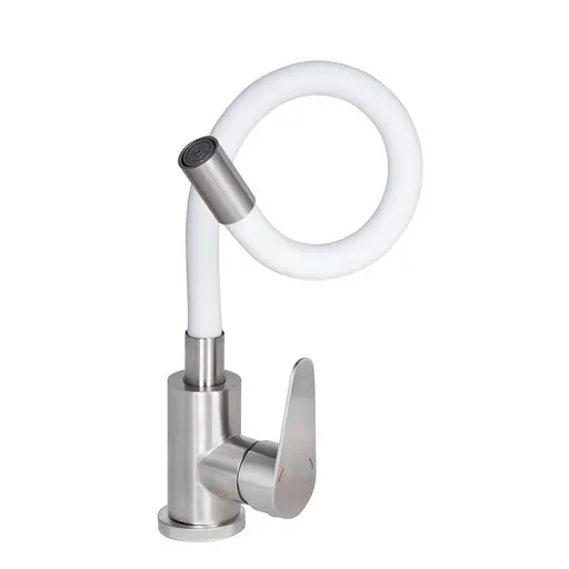 Змішувач для кухні Lidz Vida 04R-WFS, U-подібний гнучкий White - фото 2