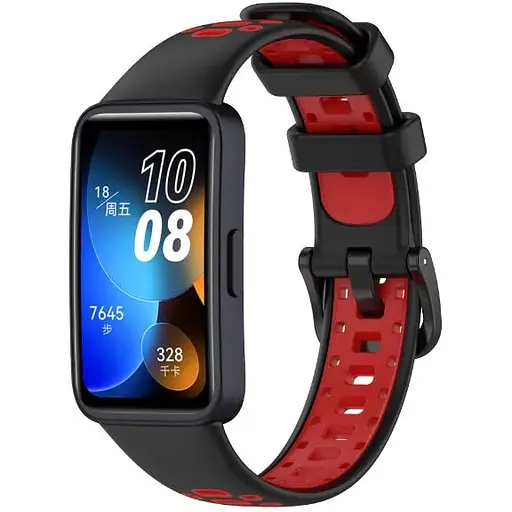 Ремешок DK CDK для Huawei Band 10 Silicone Sport Band Nike (016452) (black / red) - фото 2