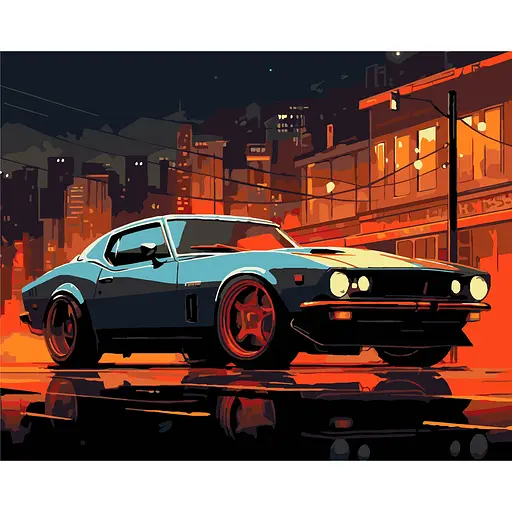 Набор для росписи по номерам Strateg Городской Мустанг на черном фоне 40 х 50 см (AH1217-18) - фото 1