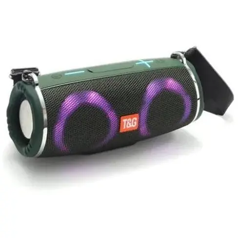 Портативна бездротова Bluetooth-колонка T&G TG642 з потужним звучанням, LED-підсвіткою та ремінцем для перенесення Зелений - фото 1