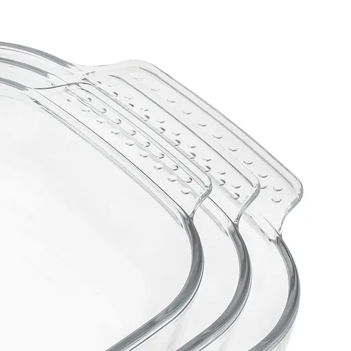 Набір деко прямокутних форми з жароміцного скла для запікання з ручками 3.1 л 2.5 л 1.8 л, Ristal Прозорий 86981 - фото 6