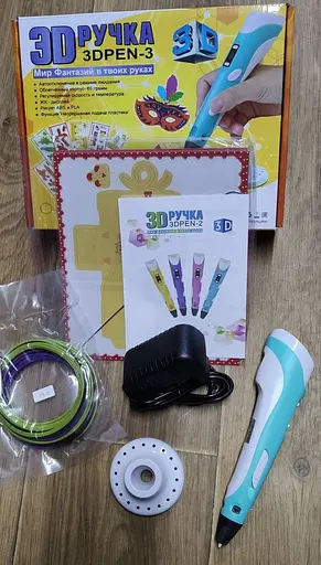 3D ручка для рисования с экраном Pen3 MyRiwell с LCD дисплеем трафарет Голубой - фото 5