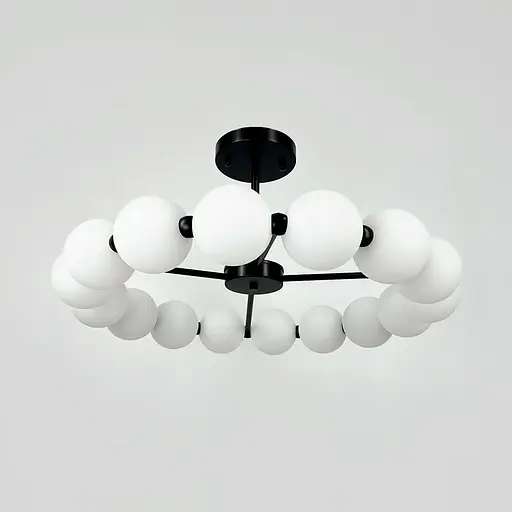 Потолочная черная люстра в виде кольца из полимерных шариков Ø 63 см Line F | Ст. 993-670 BK D120 - фото 1