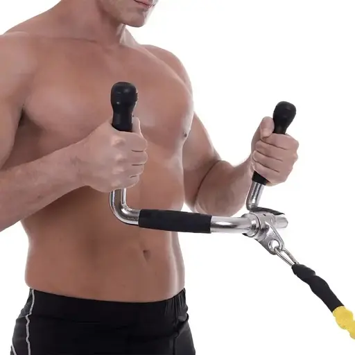 Ручка для тяги York Fitness багатофункціональна з гумовими рукоятками, хром - фото 9