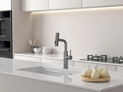 Cмеситель для кухни водопад с выдвижной лейкой графит Nett LGr-35 Графит - фото 11