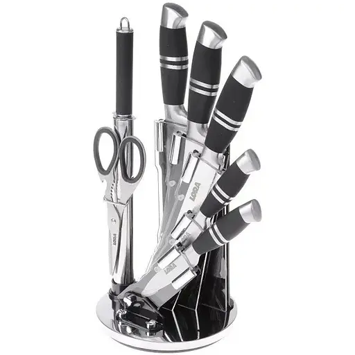 Набір ножів із підставкою 8 предметів Black (NS24SETKN)