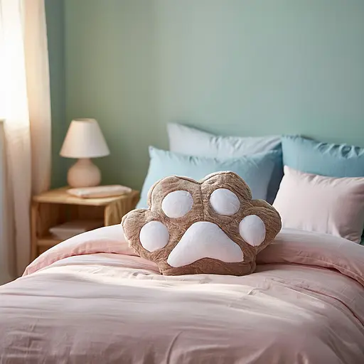 М'яка іграшка-подушка з пледом і муфтою Лапка 40×40×25 (см)  3 в 1 Коричневий Colorful Home 520-18BR - фото 2