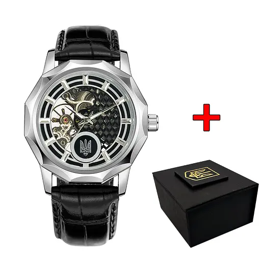 Наручний годинник чоловічий 029SI Тризуб срібло Silver Awarder acs0031806