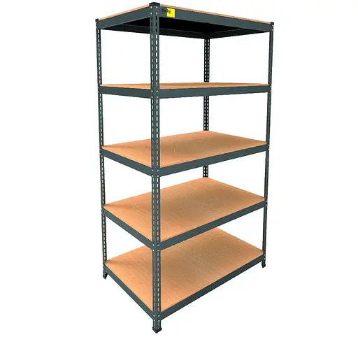 Металевий стелаж Emby Light Series (розмір 1800х600x450мм) 5 полиць ДСП до 100кг Чорний