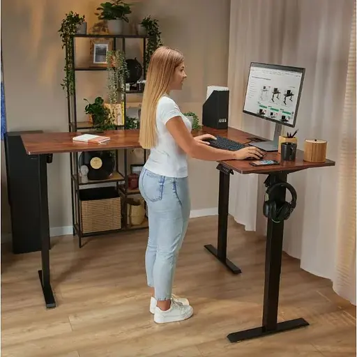 Компьютерный угловой стол Di Volio Montaro с регулируемой высотой коричневый - фото 7