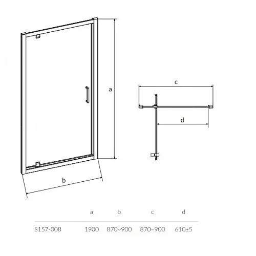 Душевые двери Cersanit Arteco Pivot 900x190 S157-008, универсальные, прозрачный, хром - фото 2