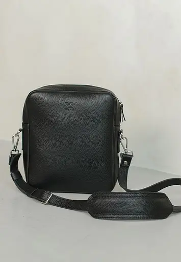 Шкіряна сумка Challenger S чорна флотар - фото 2