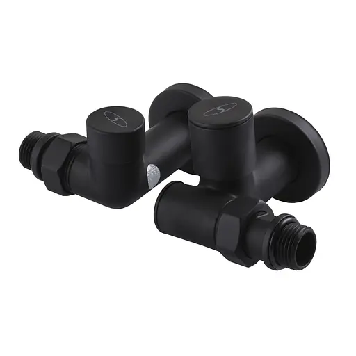 Набір Кран вентильний кутовий з американкою Solomon Lux 1/2″ 7777 TEN (2шт.) Black 000020286 - фото 1