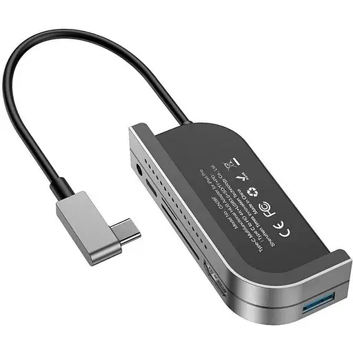 Usb-хаб Baseus Bend Angle No.7 Multifunctional Type-C Converter Темно-сірий - фото 1