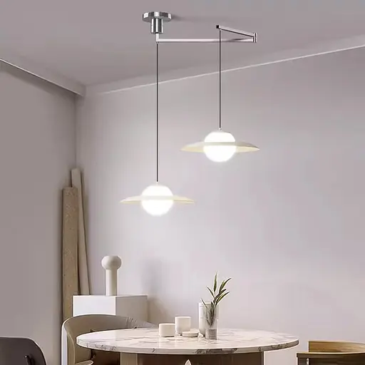 Регулирующий подвесной светильник в хромовом корпусе на Количество ламп лампочки белым ободком | Line F | Арт. YG88/Количество ламп CH+WT - фото 1