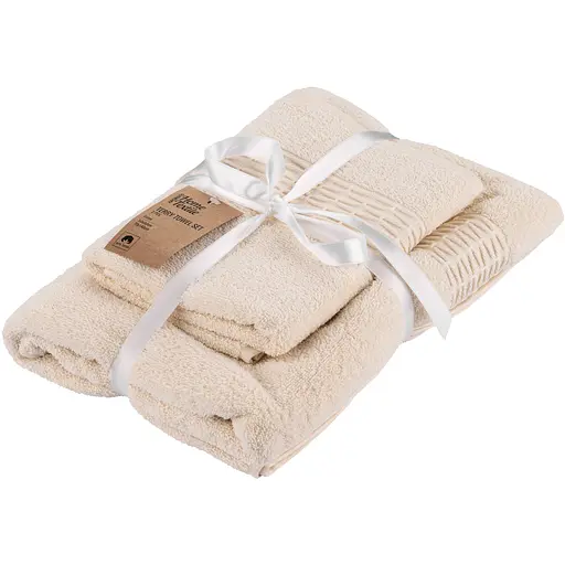 Набор полотенец махровых Ardesto Lotus 50х90 см 70х140 см 2 шт. 100% хлопок айвори (ART2357IV)  - фото 1