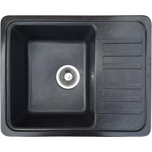 Гранітна кухонна мийка Romzha Regula 57 Antracit (902) з крилом - фото 1