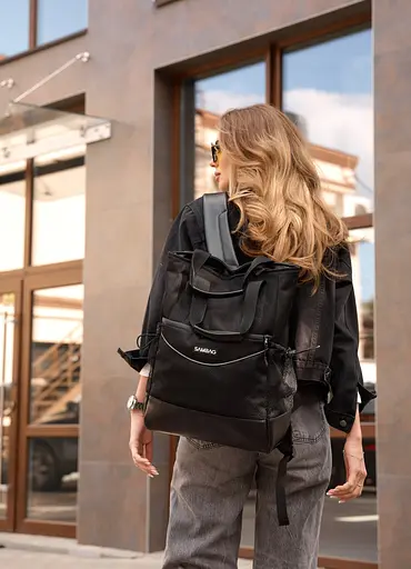 Женская сумка-рюкзак Sambag Cargo черный оксфорд 45 х 31 х 15 см (93541165) - фото 1