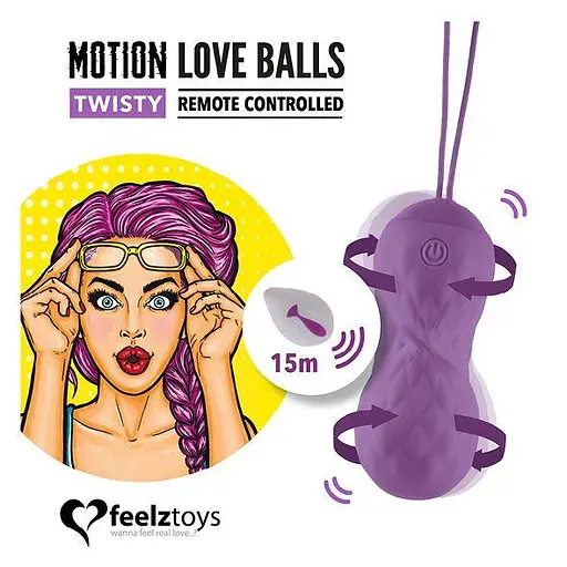 Вагинальные шарики FeelzToys Motion Love Balls Twisty с массажем, вибрацией, вращением и пультом ДУ - фото 2
