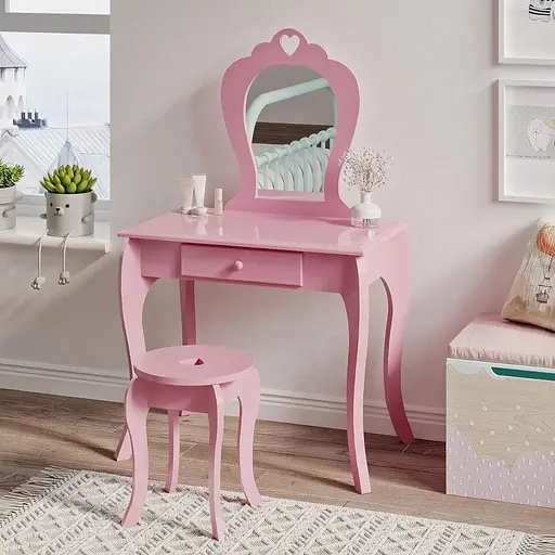 Детский туалетный столик Chomik Elsa с зеркалом + розовый стул - фото 9