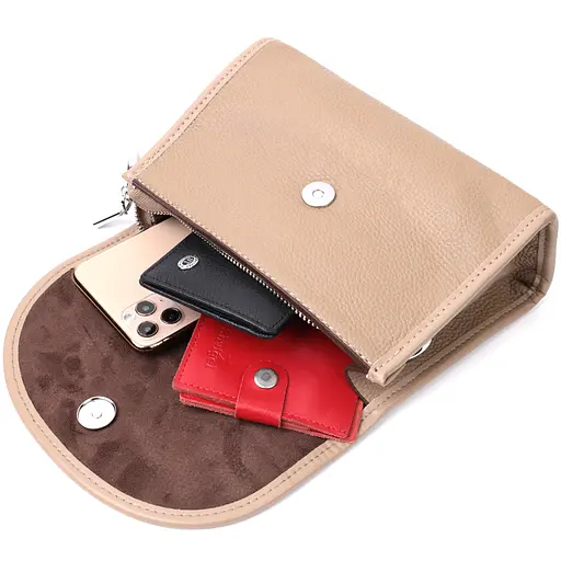 Кожаная сумка Vintage с полукруглым клапаном 20.5х14х8.5 см sum0029045 - фото 9