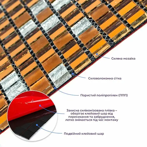 Мозаика зеркальная Wall Sticker 298х298х4.5мм Медная SW-00002370 - фото 5