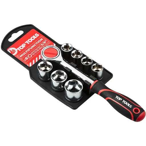 Набор сменных головок с трещеткой Top Tools 3/8" 8 предметов 38D142 - фото 1