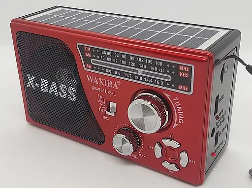 Радіоприймач Waxiba XB-961U-S-L із сонячною панеллю та ліхтарем