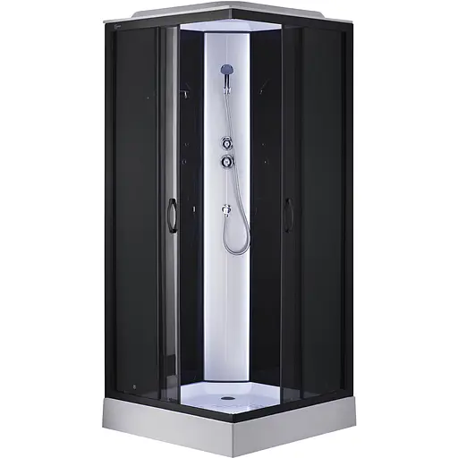 Душевой бокс Bravo квадратный Nida L90GBB (L90B) (4уп.), Черный матовый, прозрачный, Черный матовый - фото 1
