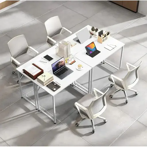 Компьютерный стол Costway Helena с металлическим каркасом белый - фото 6