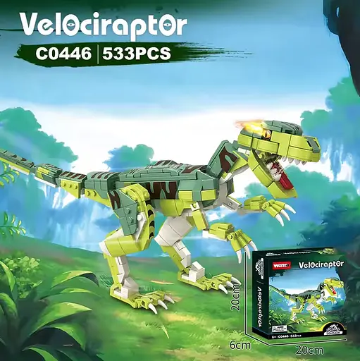 Конструктор динозавр   WOMA велоцераптор   детский   533 детали - фото 2