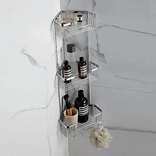 Полиця кутова Frap F351-2, 3-х ярусна 240x570 мм Нержавіюча сталь, Хром - фото 3