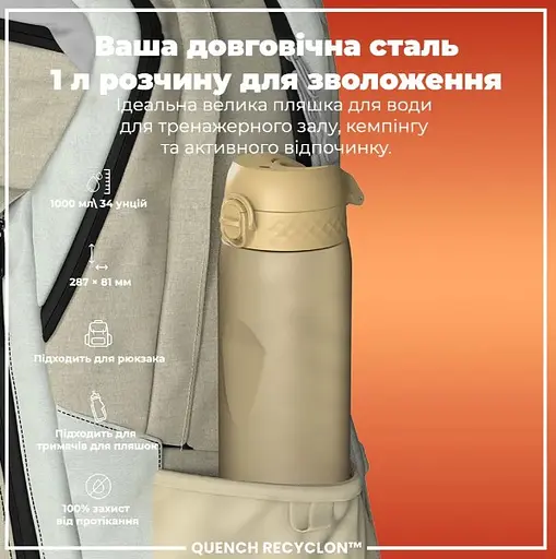 Пляшка для води ION8 1000 мл (ЕКО пляшка) BPA Free Desert (I8RF1000DES) - фото 5