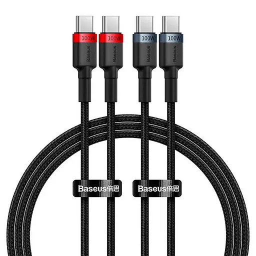 Кабели - набор из 2 штук - Baseus Cafule Type-C to Type-C 100W 2 метра (2 pcs) - фото 1