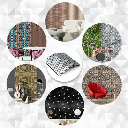 Самоклеюча алюмінієва плитка 300x300x3 мм Срібна мозаїка із дзеркальними вставками SW-00001928 - фото 6