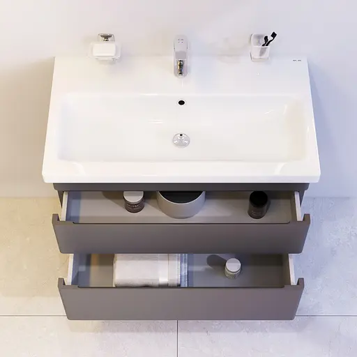 Тумба з умивальником AM.PM Hit підвісна 75 см графіт матовий M93A-FHX0752-WC0752GM38 Графіт - фото 3