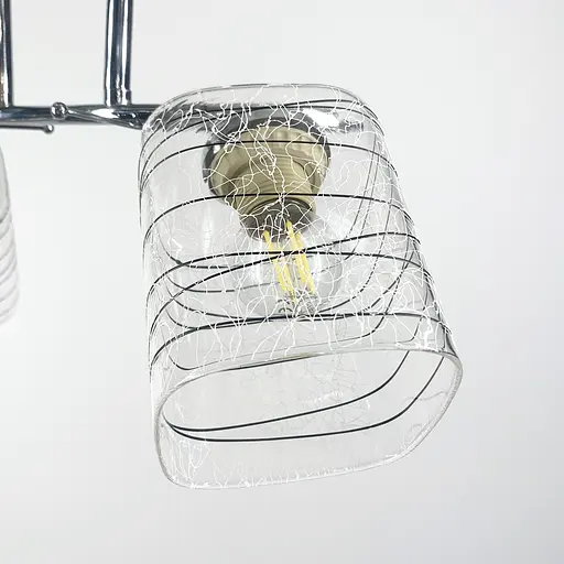 Люстра срібна на 2 плафони з чорно-білими візерунками | Line F | Арт. 9513/2 CH - фото 2