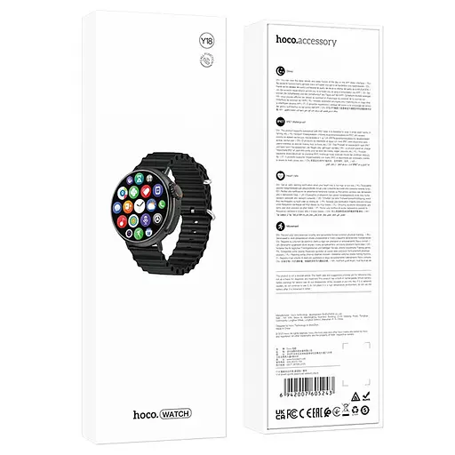 Смарт-годинник Hoco Smart Watch Y18 Smart sports watch (call version) Black - фото 4