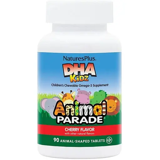 Жирные кислоты Natures Plus Animal Parade DHA for Kids, 90 жевательных таблеток - Вишня