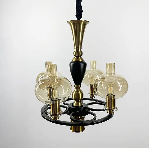 Класична підвісна люстра з янтарними плафонами Line.F Кількість ламп 5 - фото 3