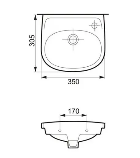 Умывальник мебельный Cersanit Eko 35 см с отверстием справа Белый K07-002-P 30412 - фото 4