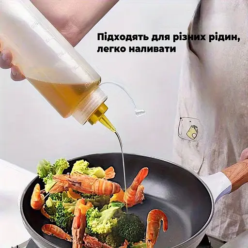 Набор пластиковых многоразовых бутылочек для экономного дозирования соусов кетчупа майонеза горчицы объемом 350 мл Разные цвета 87983 - фото 7