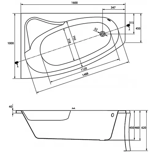 Ванна акрилова Cersant Scla 160x100 L - фото 2
