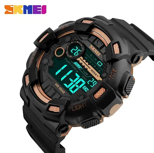 Чоловічий наручний годинник Skmei Champion 1243A Чорний з золотим - фото 4