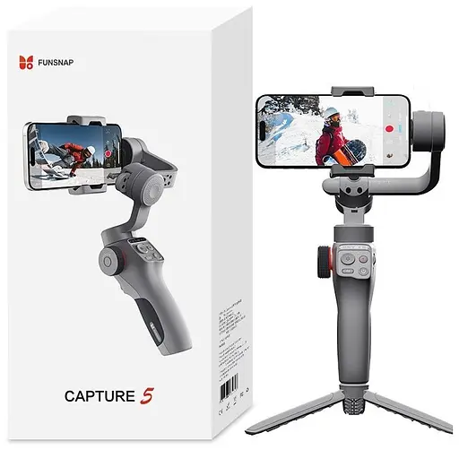 Стедикам Funsnap Capture 5 Combo - профессиональный стабилизатор с AI-трекингом / 3-осевой / аккумулятор 2 х 2600 мАч / до 18 часов работы - фото 6