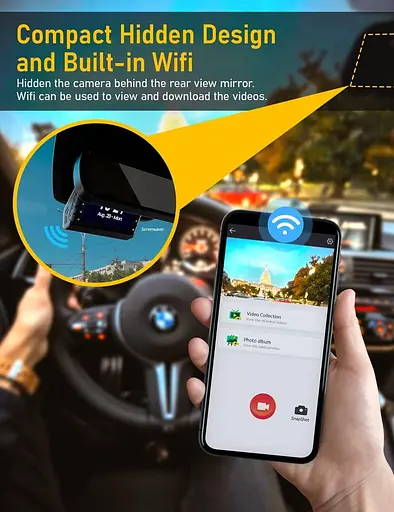 Відеореєстратор IIWEY J01 4K Front Dash Cam з WiFi, Car Dash Cam Корпус з алюмінієвого сплаву, 3-дюймова РК-камера відеореєстратор - фото 3