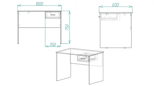 Стол компьютерный Бад Ferrum-decor 750x1000x600 ДСП Бетон 16 мм (FRD-104751) - фото 4