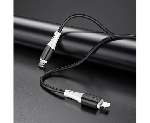 Кабель BOROFONE BX79 Type-C to iP 3A, 20W, 1m,, silicone, silicone connectors, Black - фото 3