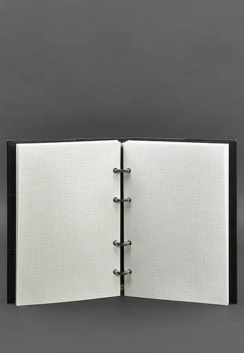 Шкіряний блокнот на кільцях (софт-бук) 9.0 з твердою вугільно-чорної обкладинкою - фото 4
