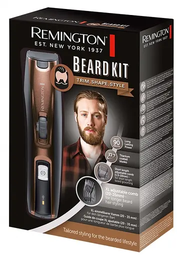 Триммер Remington Beard Kit, для бороды и усов, акум., насадок-2, ножницы, щетка в компл., титан.напив., коричневый - фото 4